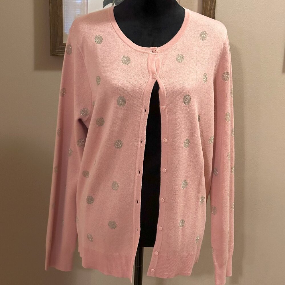 Loft; Cardigan, Pink and Gold; NWT, Size XL